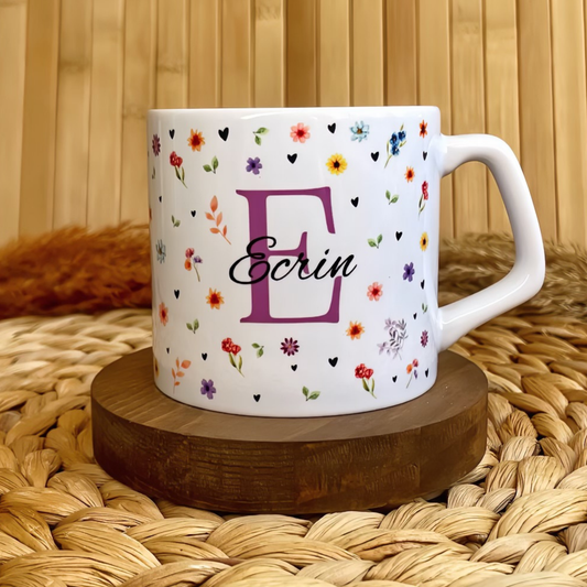 Floral Harf Temalı Kişiye Özel Lüks Kupa