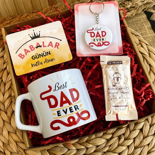Best Dad Babalar Günü – Lüks Kupa & Anahtarlık Hediye Kutusu