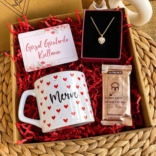 Kırmızı Kalp – Lüks Kupa & Kolye Hediye Kutusu