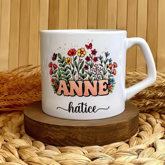 Sevgiyle Açan Çiçekler - Anne Temalı Kişiye Özel Lüks Kupa