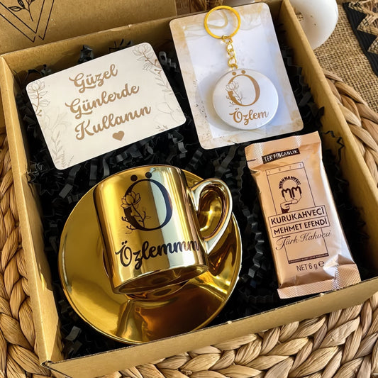 Lotus Harf – Türk Kahvesi Fincanı & Anahtarlık Hediye Kutusu