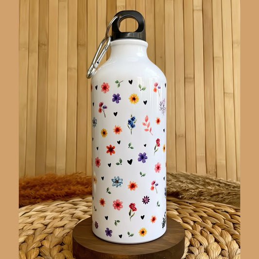 Floral Düşler İsme Özel Alüminyum Kancalı Kapaklı Suluk Matara 600 ml