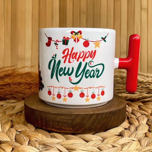 Yılbaşı Temalı Kişiye Özel İsimli Happy New Year Porselen T Kupa - Sparkle