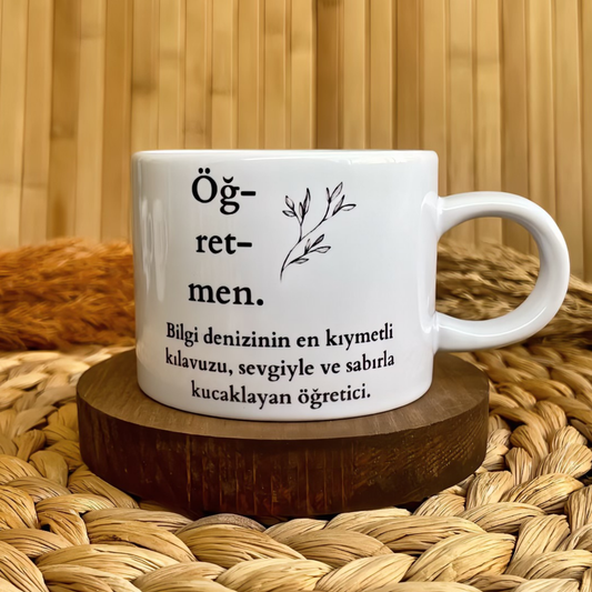 Öğretmen Zarif Floral Temalı Kişiye Özel Elit Kupa