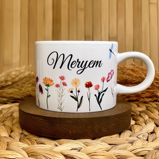 Kır Çiçekleri Temalı Kişiye Özel Elit Kupa