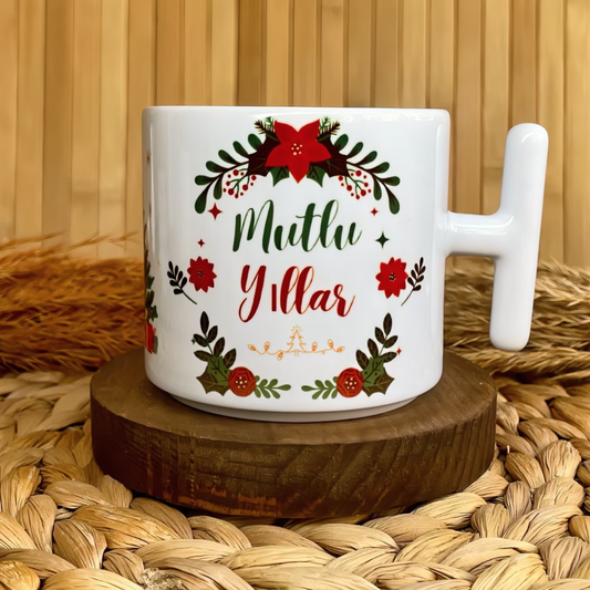 Yılbaşı Temalı Kişiye Özel İsimli Porselen T Kupa - Joy