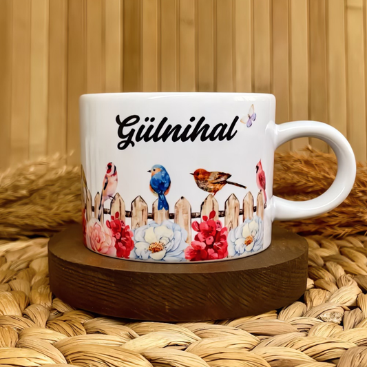 Renkli Kanatlar Kuş Temalı Kişiye Özel Elit Kupa