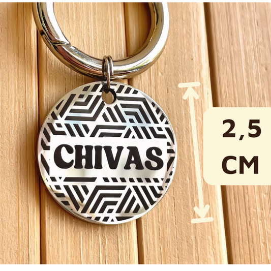 İsme Özel Çelik Kedi Köpek İsimlik Künyesi - Desenli Gümüş (Silver)