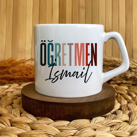 Öğretmen Renkli Harf Temalı Kişiye Özel Lüks Kupa