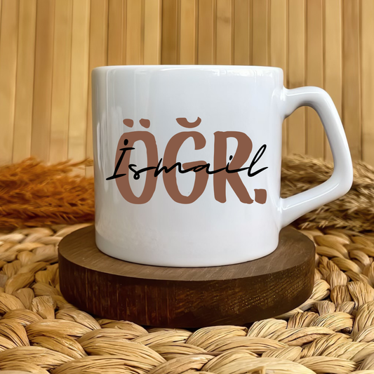 Öğretmen (ÖĞR.) Kahverengi Temalı Kişiye Özel Lüks Kupa