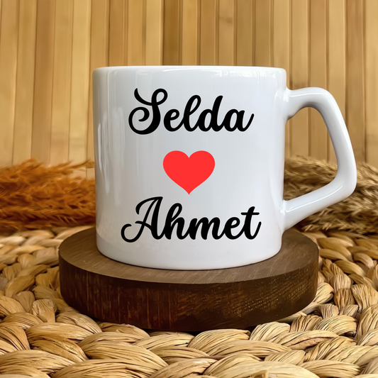 Sevgili ve Kalp Temalı Çiftlere Özel Lüks Kupa