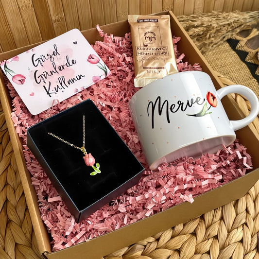 Lale Temalı – Elit Kupa & Kolye Hediye Kutusu