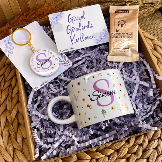 Floral Harf – Elit Kupa & Anahtarlık Hediye Kutusu