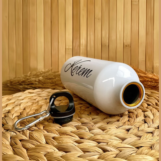 İsme Özel Alüminyum Kancalı Kapaklı Suluk Matara 600 ml