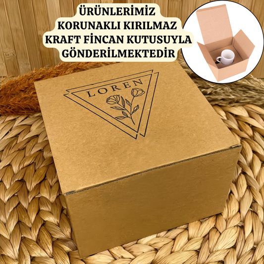 Harf Temalı Kişiye Özel İsimli Gold Porselen Türk Kahvesi Fincanı Metal Tabak
