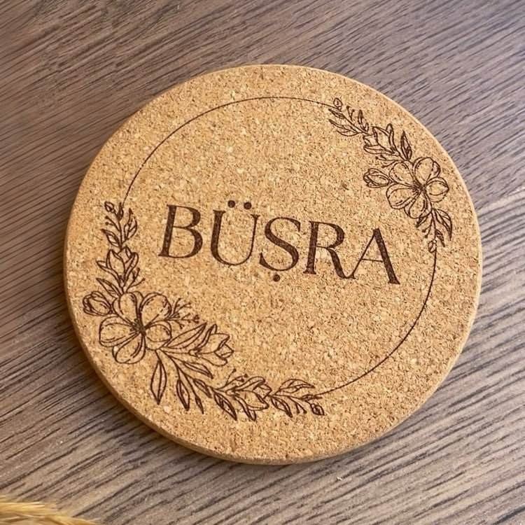 Kişiye Özel Baskılı Mantar Bardak Altlığı Çiçek (1 adet)