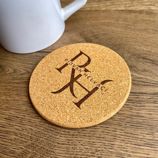 Kişiye Özel Baskılı Mantar Bardak Altlığı Baş Harf Temalı (1 Adet)