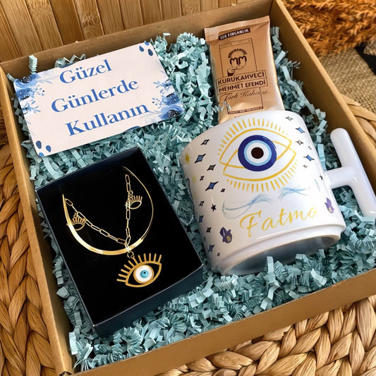 Nazar Göz – T Kupa & Kolye Hediye Kutusu
