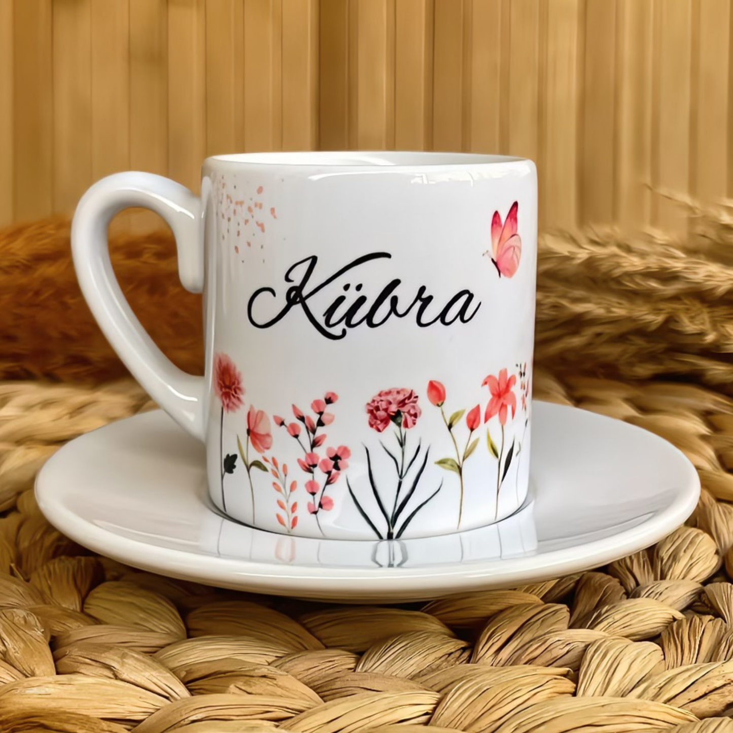 Pastel Rüyası Temalı Kişiye Özel İsimli Türk Kahvesi Fincanı