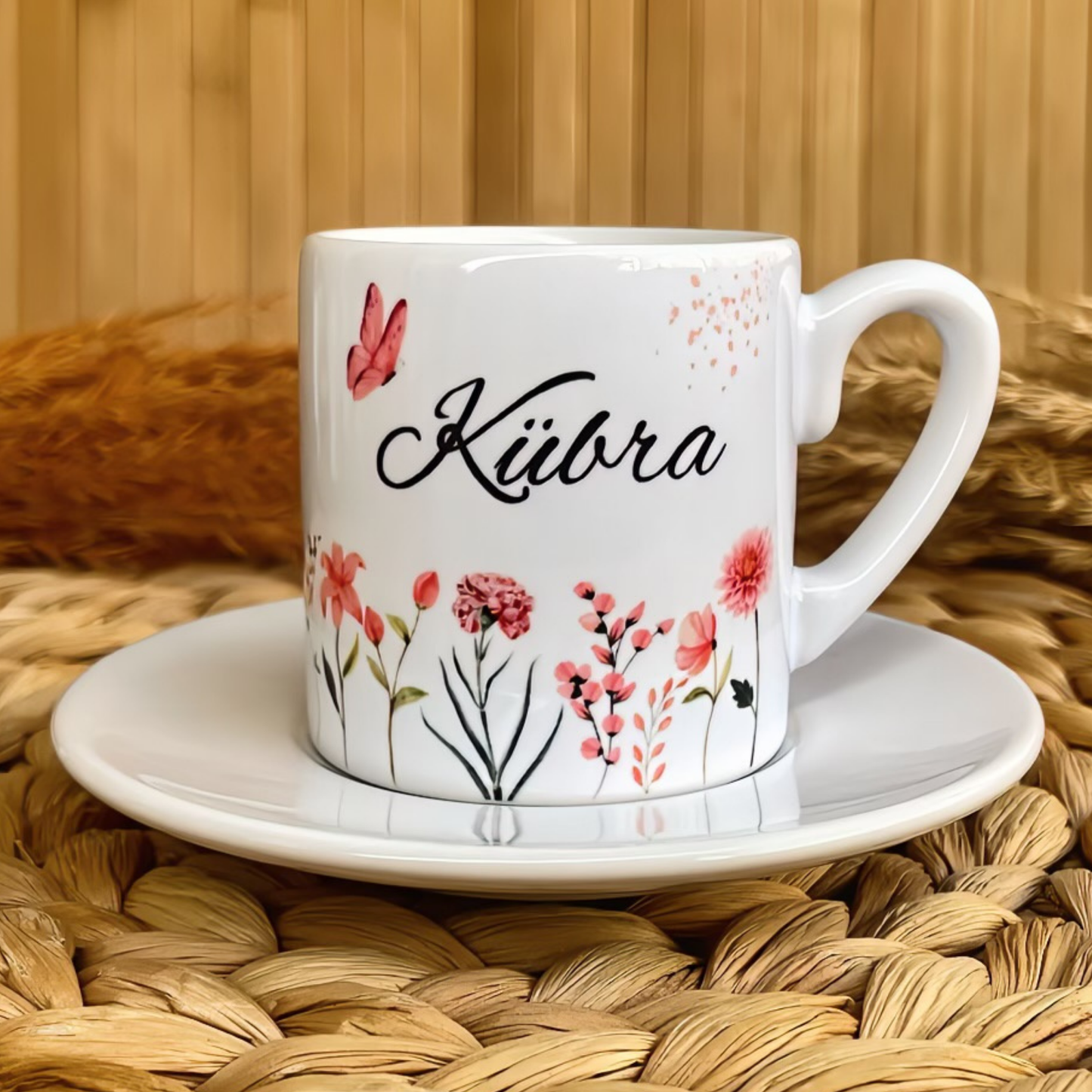 Pastel Rüyası Temalı Kişiye Özel İsimli Türk Kahvesi Fincanı