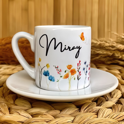 Bahar Huzuru Temalı Kişiye Özel İsimli Türk Kahvesi Fincanı