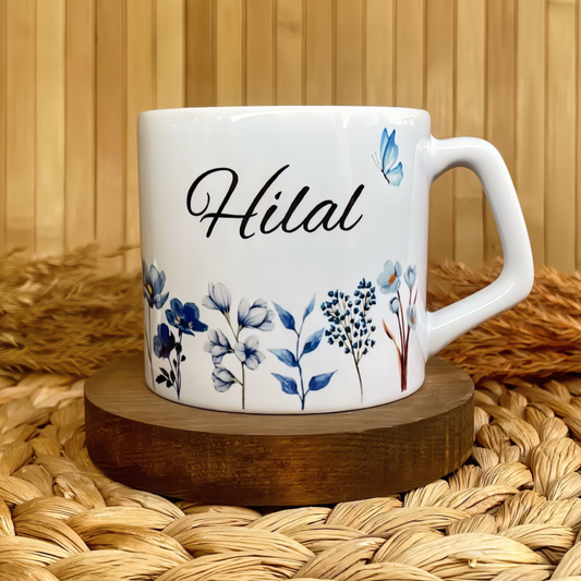 Mavi Bahçe Temalı Kişiye Özel Lüks Kupa