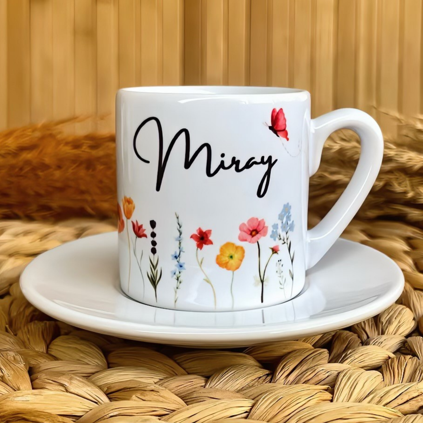 Bahar Huzuru Temalı Kişiye Özel İsimli Türk Kahvesi Fincanı
