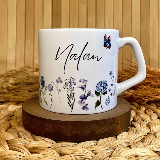 Mavi Bahar Temalı Kişiye Özel Lüks Kupa