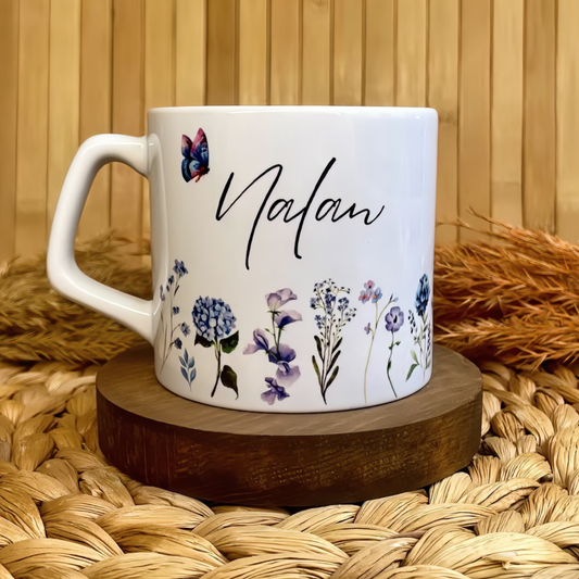 Mavi Bahar Temalı Kişiye Özel Lüks Kupa