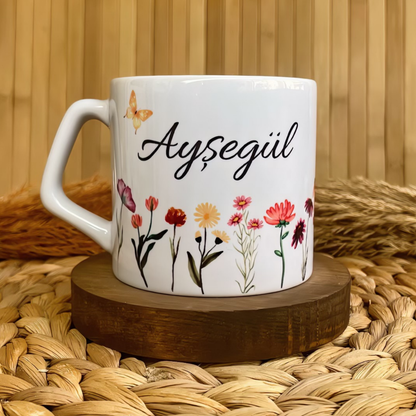 Kır Çiçekleri Temalı Kişiye Özel Lüks Kupa