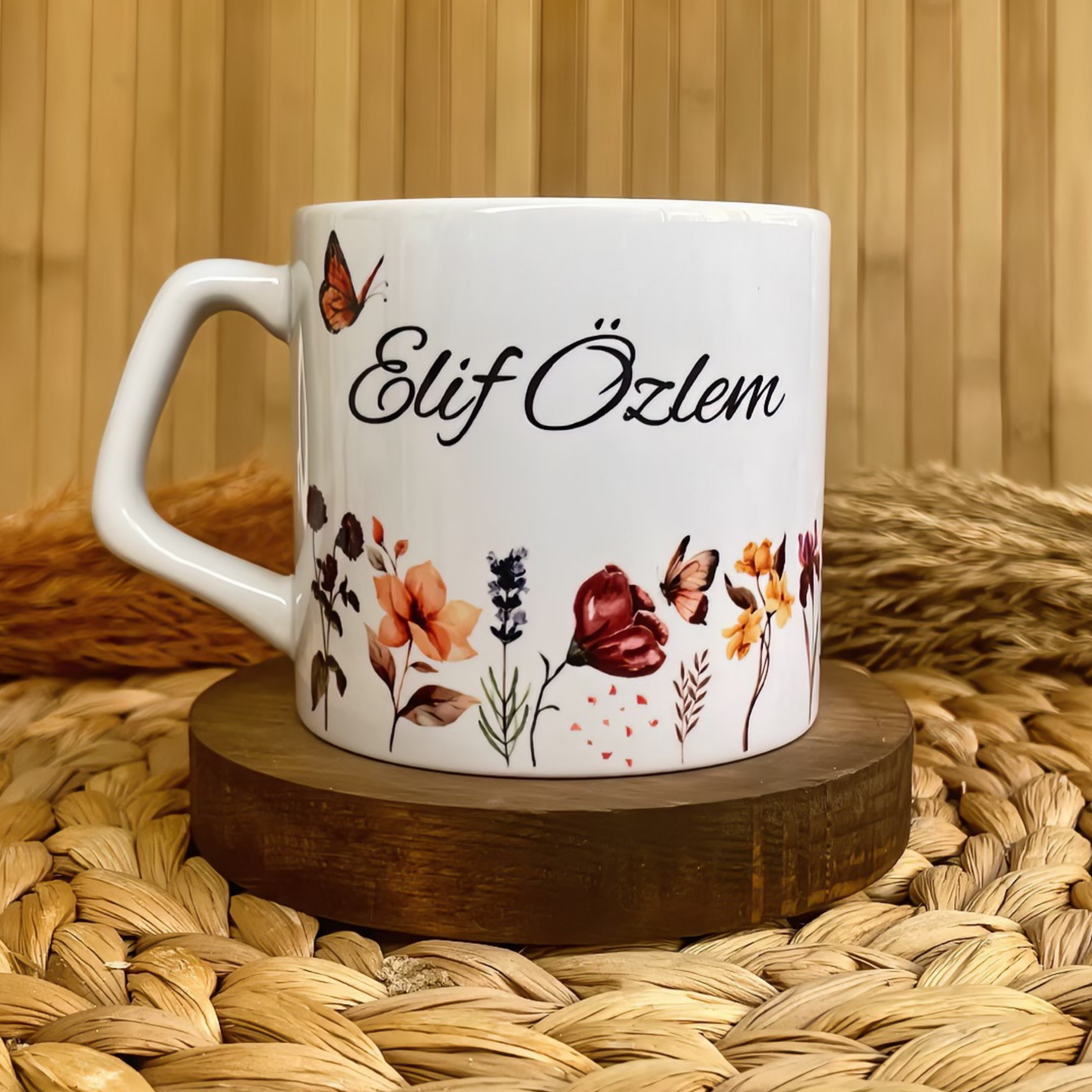 Gün Batımı Çiçekleri Temalı Kişiye Özel Lüks Kupa