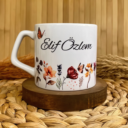 Gün Batımı Çiçekleri Temalı Kişiye Özel Lüks Kupa