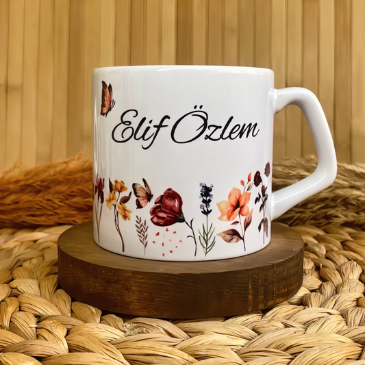 Gün Batımı Çiçekleri Temalı Kişiye Özel Lüks Kupa