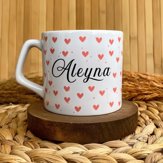 Pembe Kalp Temalı Kişiye Özel Lüks Kupa