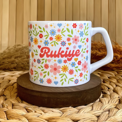 Çiçek Yağmuru Temalı Kişiye Özel Lüks Kupa