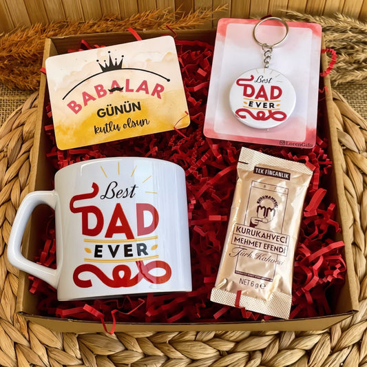 Best Dad Babalar Günü – Lüks Kupa & Anahtarlık Hediye Kutusu