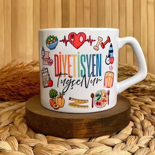 Diyetisyen Temalı Pastel Kişiye Özel Lüks Kupa