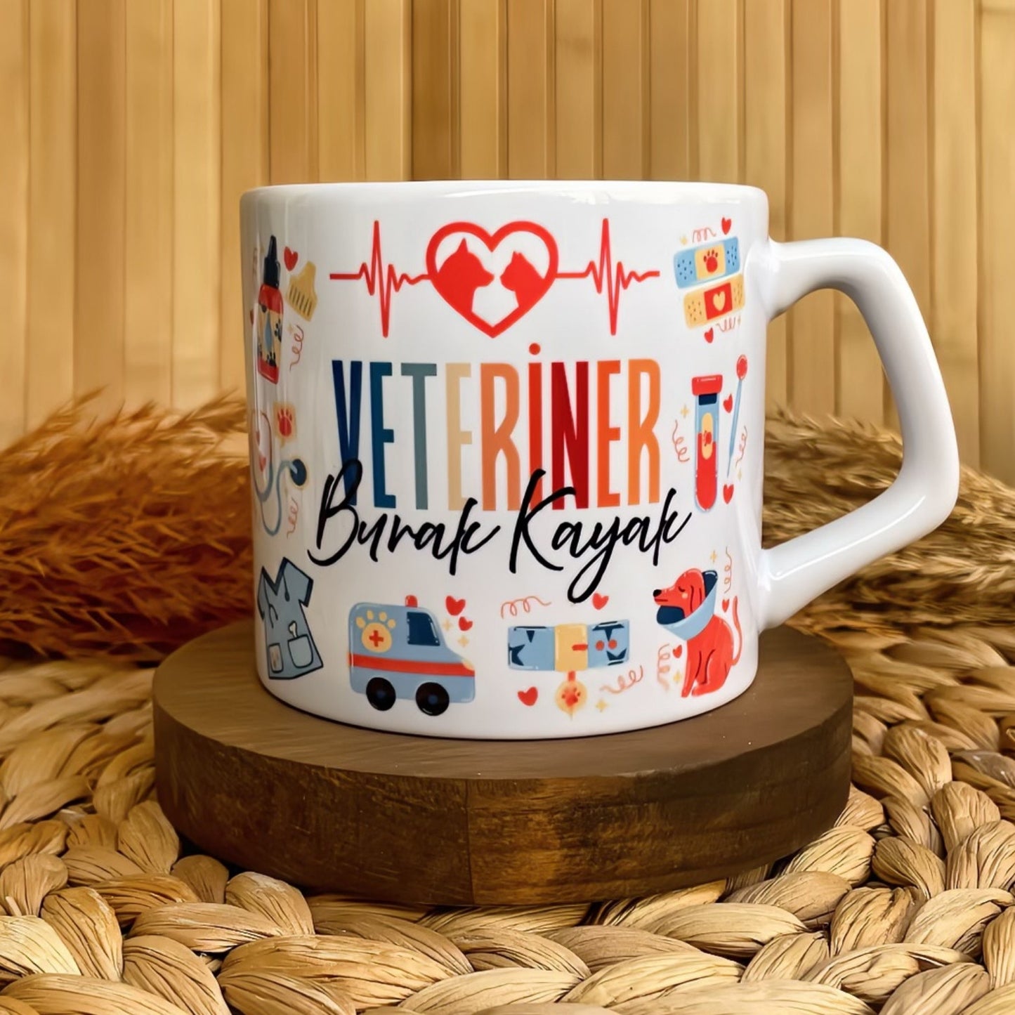 Veteriner Temalı Pastel Kişiye Özel Lüks Kupa