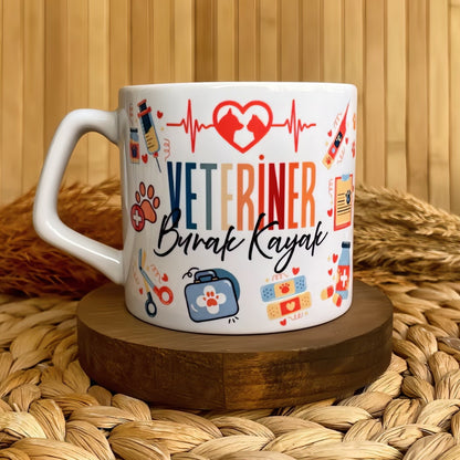 Veteriner Temalı Pastel Kişiye Özel Lüks Kupa