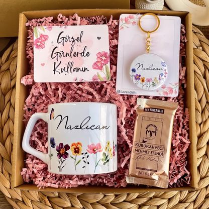 Floral Zerafet – Lüks Kupa ve Anahtarlık Hediye Kutusu