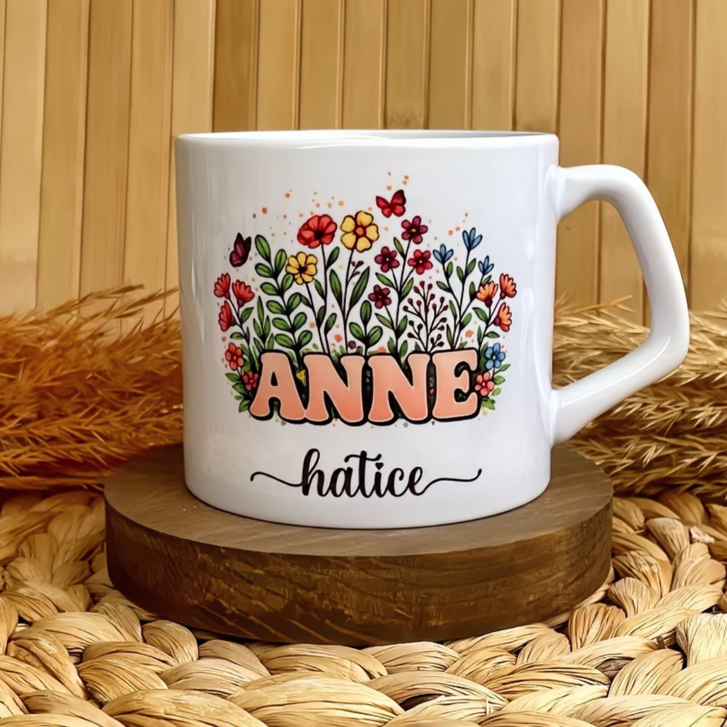 Sevgiyle Açan Çiçekler - Anne Temalı Kişiye Özel Lüks Kupa