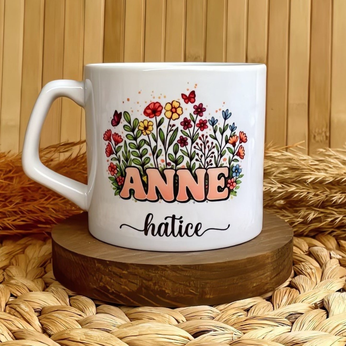 Sevgiyle Açan Çiçekler - Anne Temalı Kişiye Özel Lüks Kupa