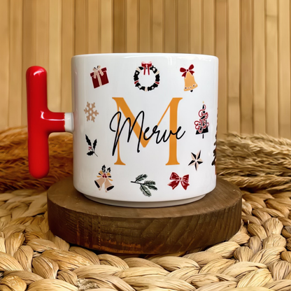 Yılbaşı Temalı Kişiye Özel İsimli Happy New Year Porselen T Kupa - Jingle