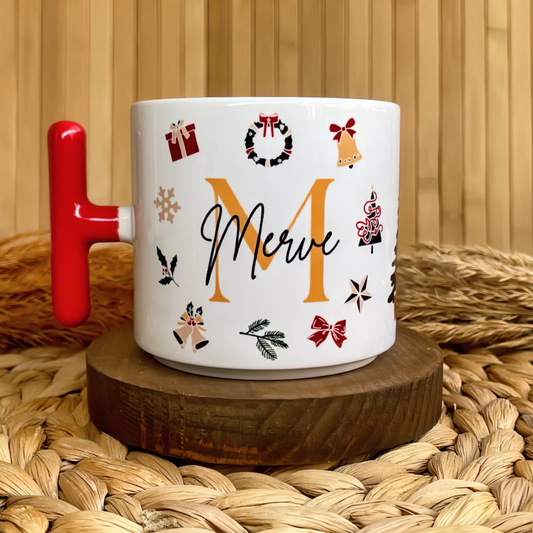 Yılbaşı Temalı Kişiye Özel İsimli Happy New Year Porselen T Kupa - Jingle