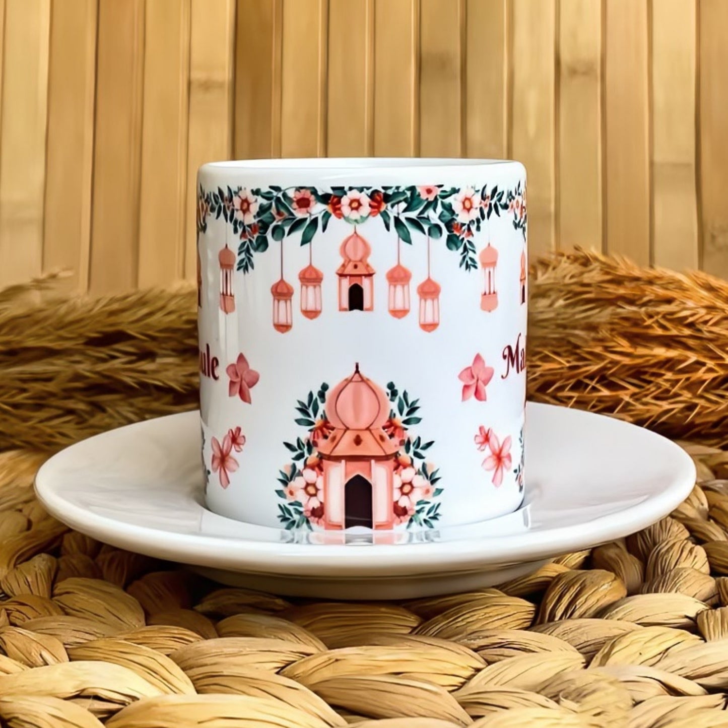 Işık Bahçesi - Ramazan Temalı Kişiye Özel İsimli Türk Kahvesi Fincanı