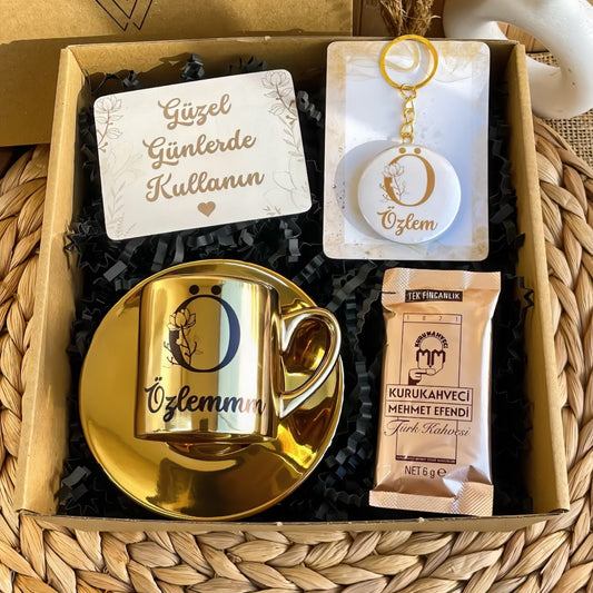 Lotus Harf – Türk Kahvesi Fincanı & Anahtarlık Hediye Kutusu