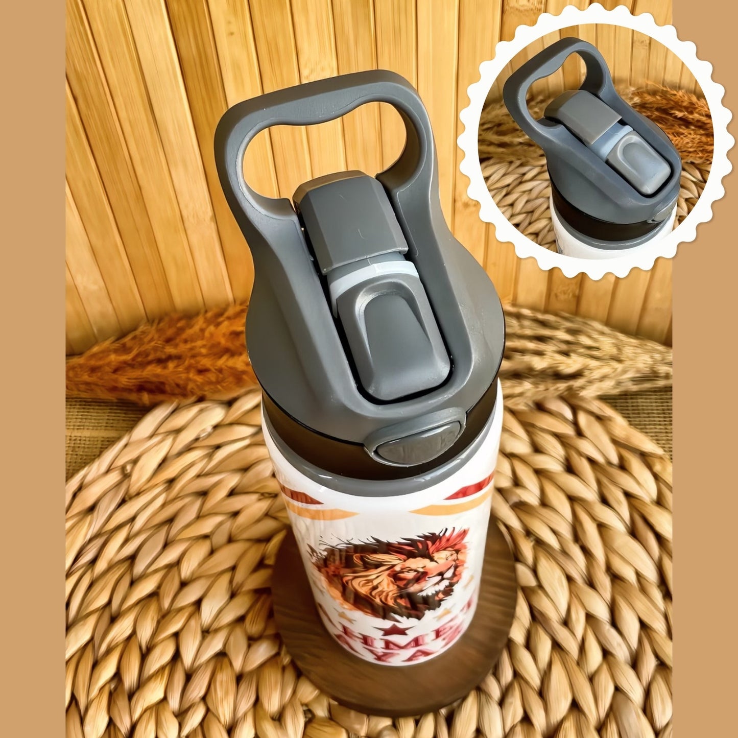 Sarı Kırmızı Taraftar Temalı İsme Özel Alüminyum Pipetli Suluk Matara 650 ml