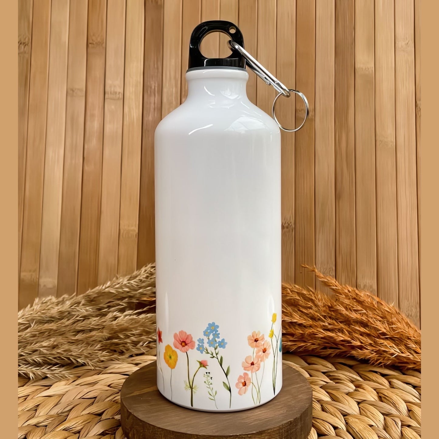 Bahar Huzuru İsme Özel Alüminyum Kancalı Kapaklı Suluk Matara 600 ml