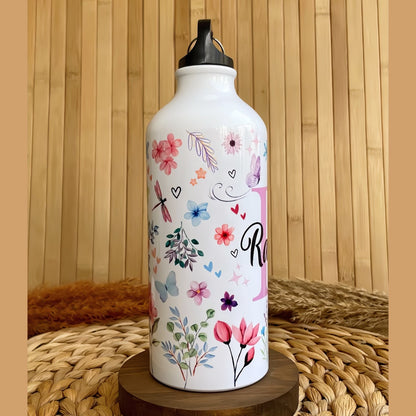 Çiçek Fısıltısı İsme Özel Alüminyum Kancalı Kapaklı Suluk Matara 600 ml