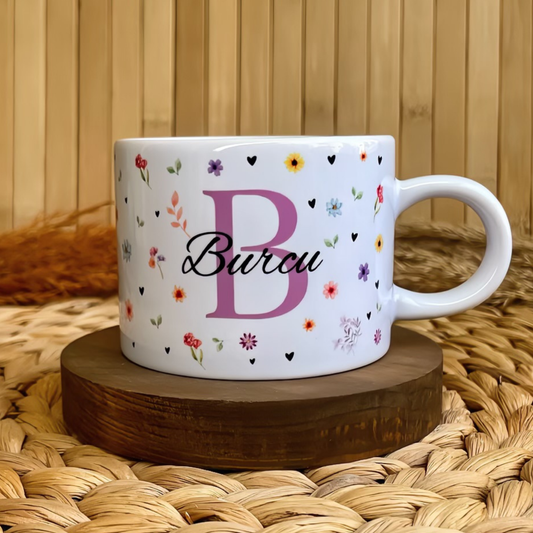 Floral Harf Temalı Kişiye Özel Elit Kupa